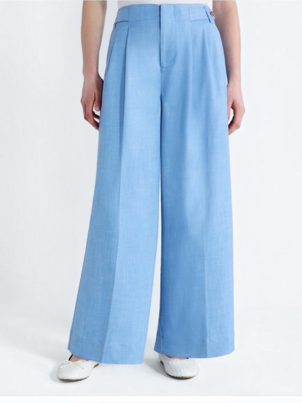 Free Assembly NWT XL 16-18 Sky Blue High Rise Wide Leg Crop Pants Pleated